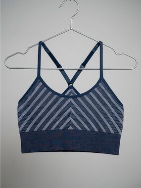Striped Chevron Seamless Bralette - Navy